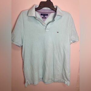 Tommy Hilfiger Men's Light Aqua Blue Cotton Polo Shirt